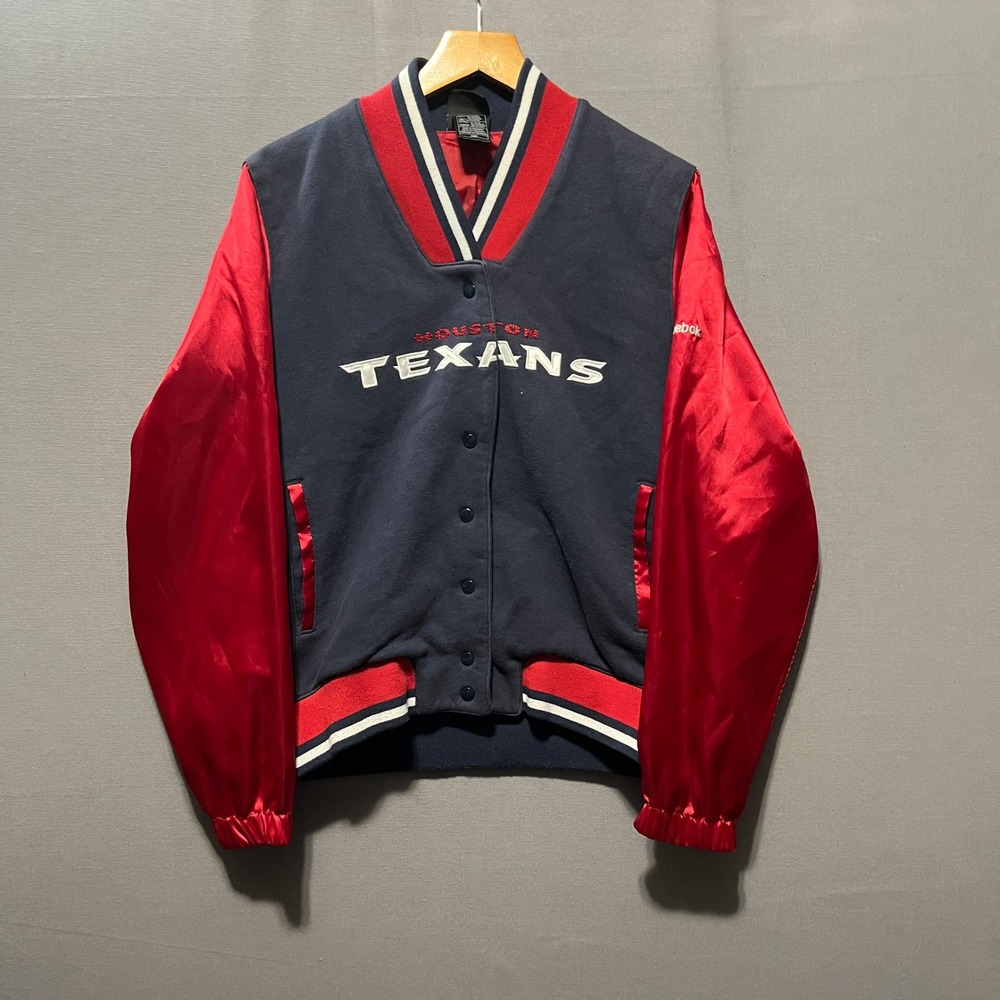 Reebok NFL Team Apparel Houston Texans Varsity Jacket Navy Red Womens Medium